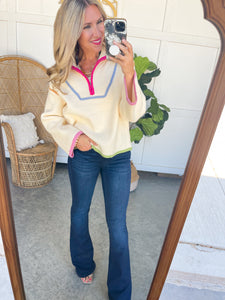 Hassie Contrast Half Zip Sweater