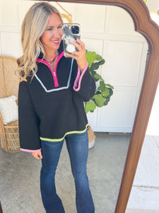 Hassie Contrast Half Zip Sweater