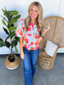 THML Jenni Stripe Floral Top