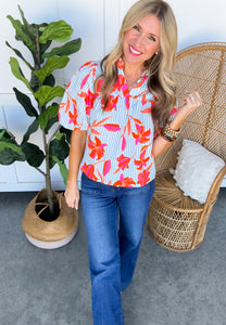 THML Jenni Stripe Floral Top