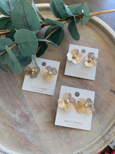 Gold Flower Pearl Earrings