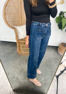 High Rise Crop Wide Leg Denim