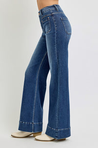 Risen High Rise Wide Leg Denim