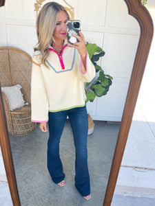 Hassie Contrast Half Zip Sweater