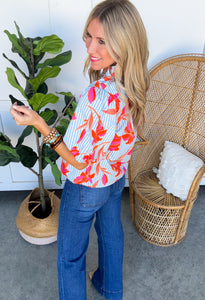 THML Jenni Stripe Floral Top