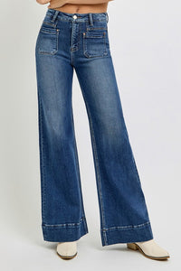 Risen High Rise Wide Leg Denim