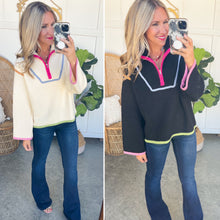 Load image into Gallery viewer, Hassie Contrast Half Zip Sweater