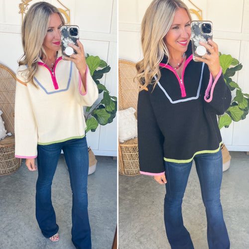 Hassie Contrast Half Zip Sweater