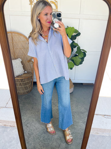 Everyday Navy Button Top