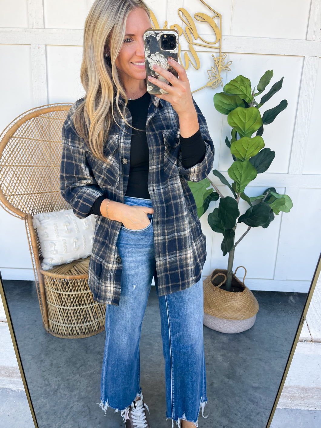 Ashley Navy Plaid Shacket