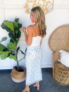 Blue Floral Maxi Skirt