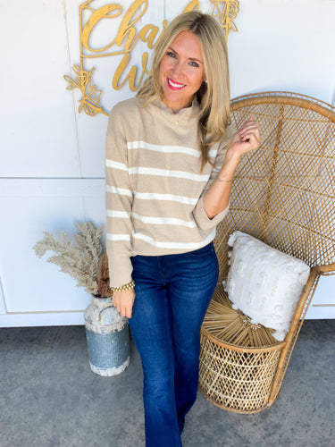 Kelsey Taupe Stripe Sweater