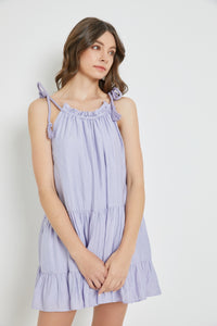 Rope Shoulder Tiered Dress