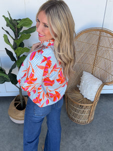 THML Jenni Stripe Floral Top