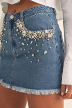 Load image into Gallery viewer, Kinz Jeweled Denim Skirt