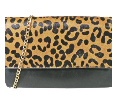 Fold Over Leopard Clutch