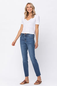 High Waisted Boyfriend Non-Destroyed Denim