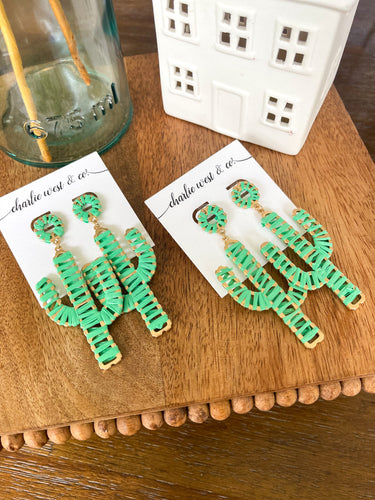 Straw Cactus Earrings