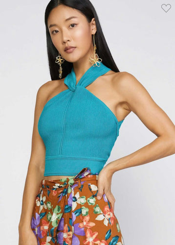 Briana Teal Halter Top